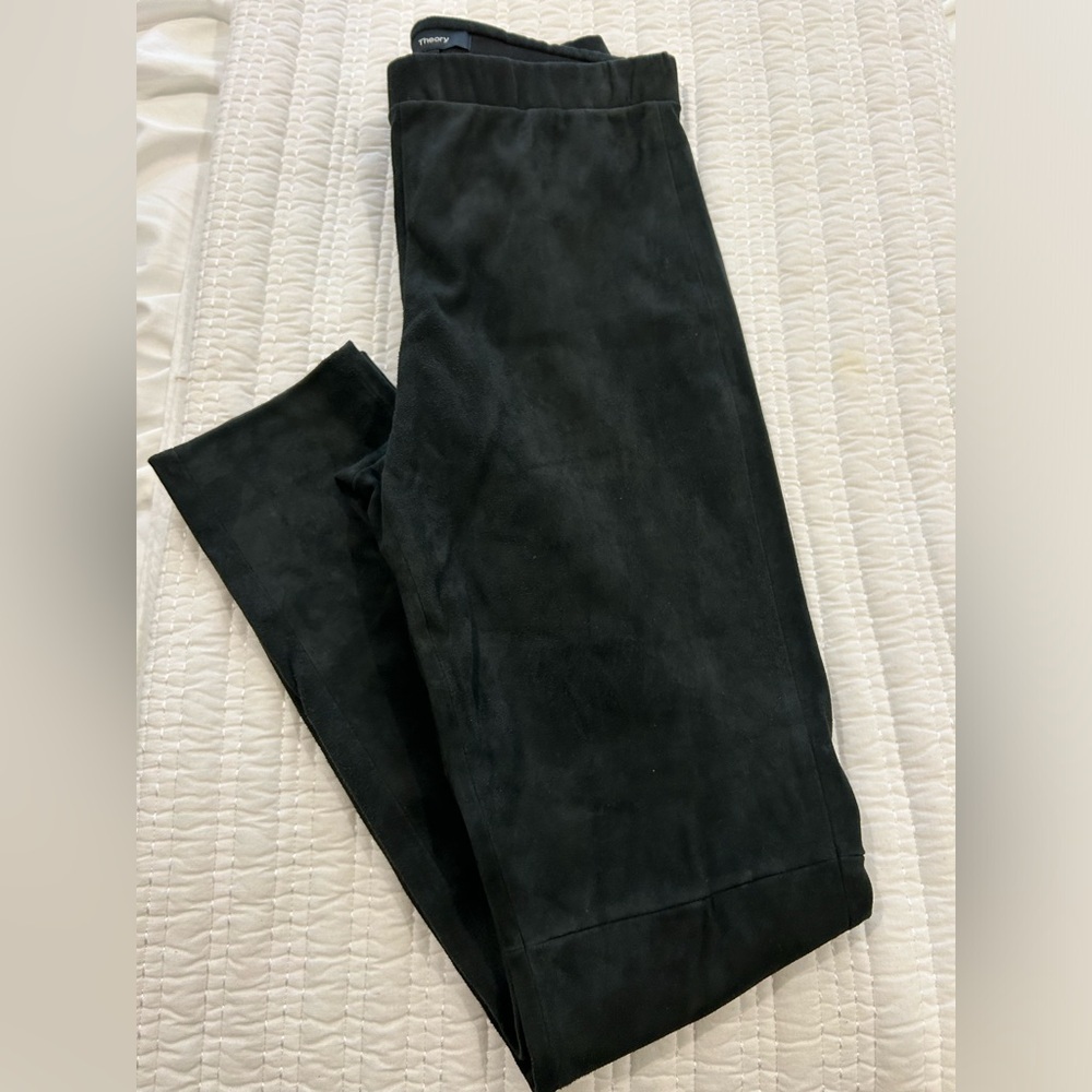 Theory Adbellel Stretch Suede High Waist Skinny Leggings Black Size 8 - Picture 3 of 7